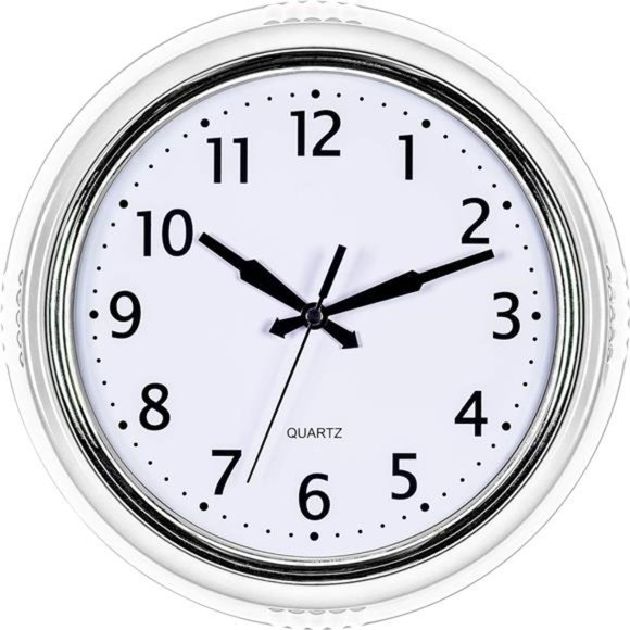 Retro Wall Clock 9.5 Inch White Kitchen 50's Vintage Round Silent Non-Ticking - Picture 3 of 6